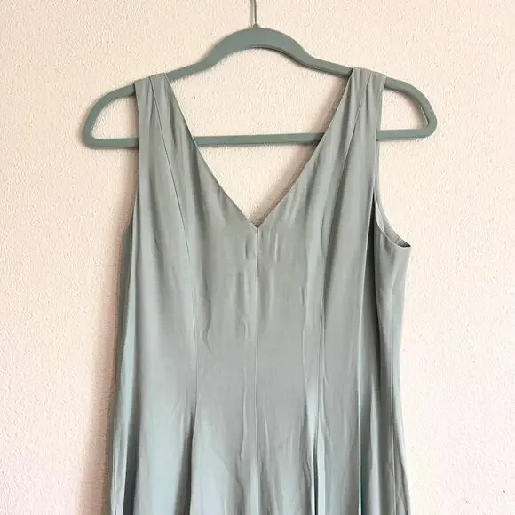 Vintage 90s Sage Green Maxi Dress Y2K Minimalist Cottagecore Grunge Size 8 - Picture 6 of 9